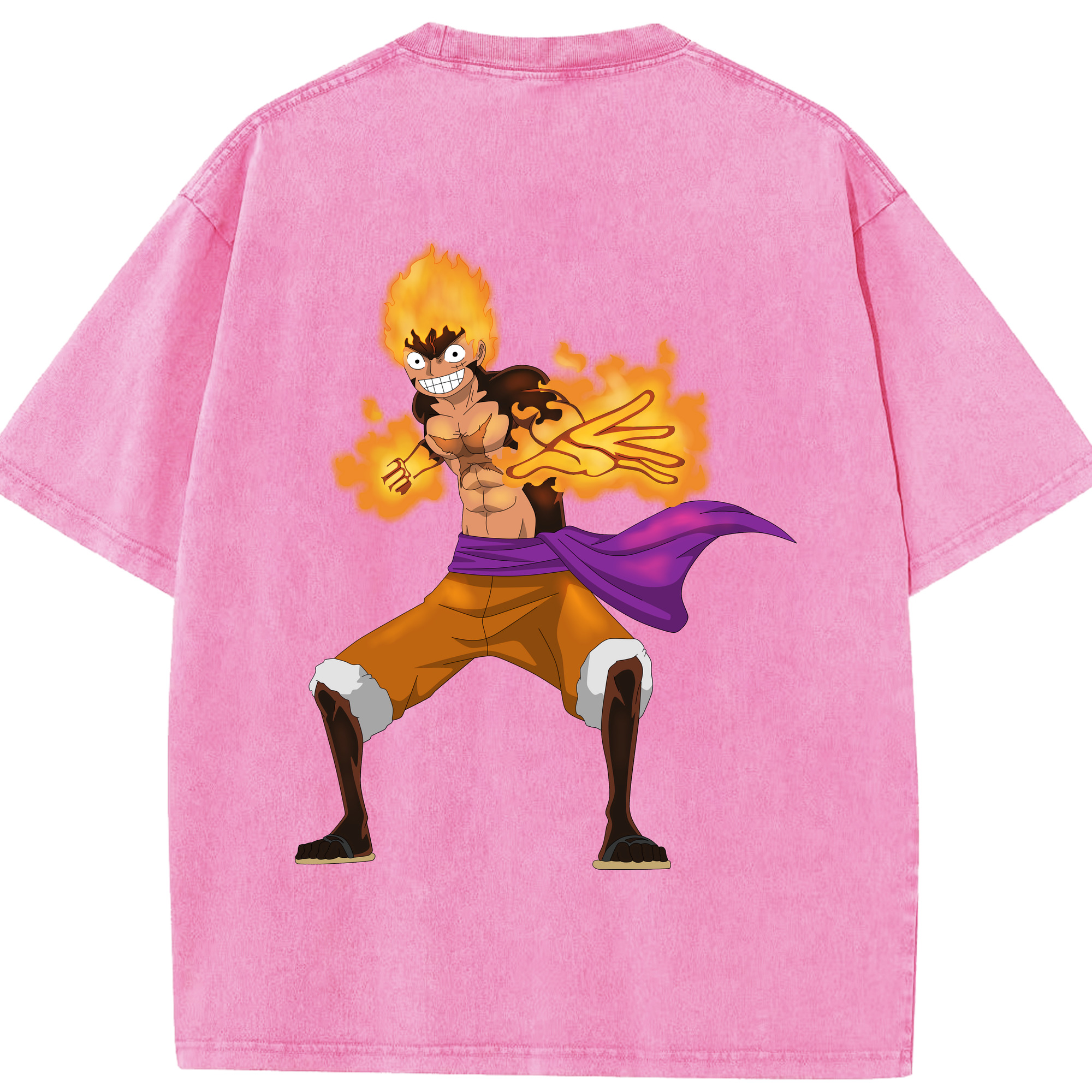 ワンピース モンキー・D・ルフィ ONE PIECE Monkey D. Luffy 綿100% ヴィンテージ風 半袖Tシャツ（背面プリント）